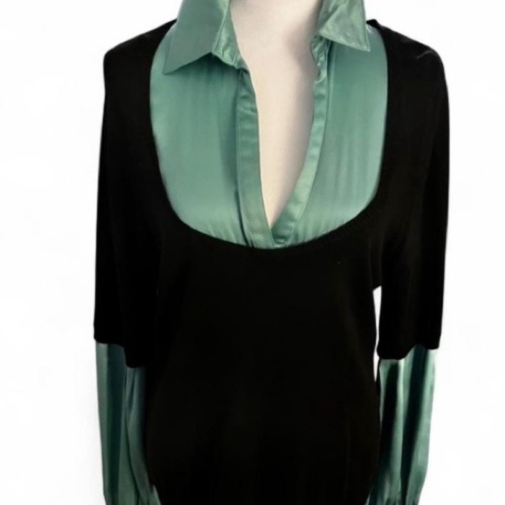 Y2K vibes Studio M Black and Teal Blouse